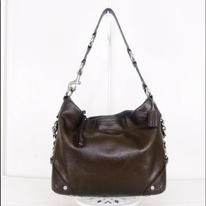 Coach Carly Brown Pebble Leather Slouchy Hobo Bag